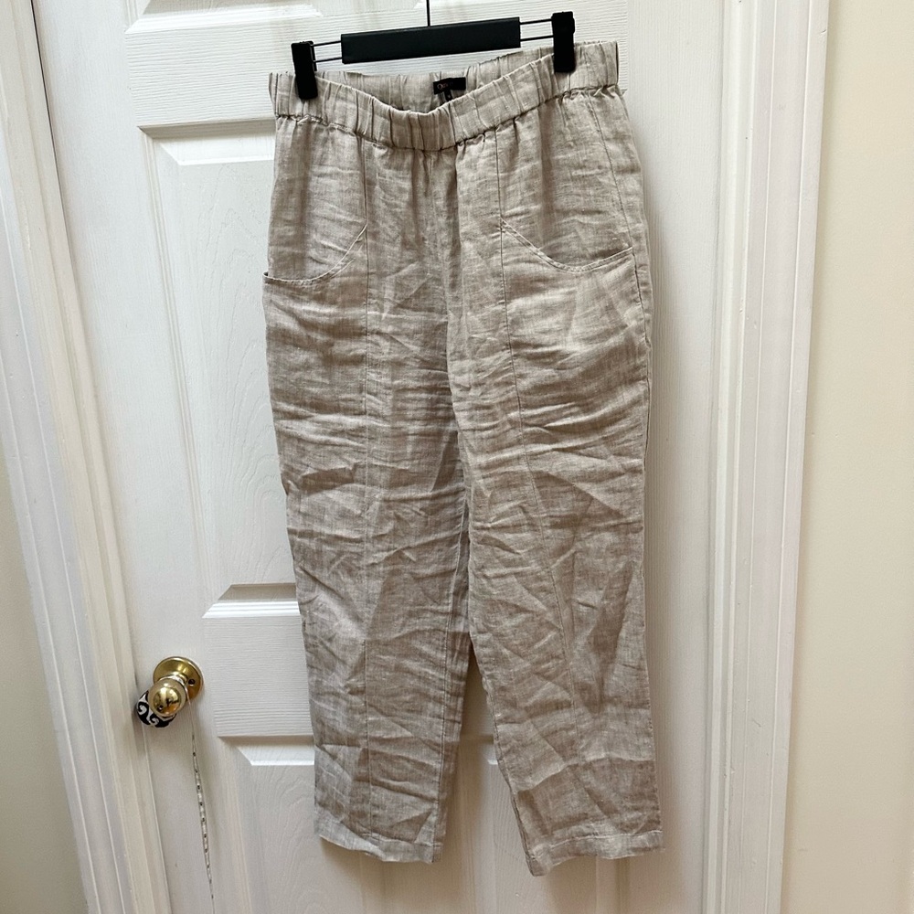 Quince european Linen Pants flax tan Beige M Medium straight leg